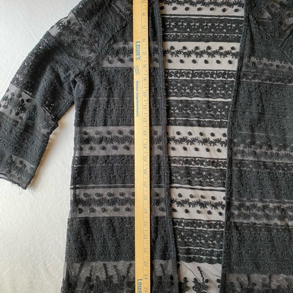 Forever 21 Black Sheer Boho Lace Cardigan Size Medium - Picture 7 of 10